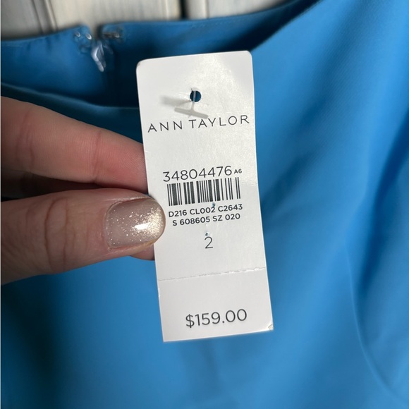 Ann Taylor Sky Blue Square Neck Drop Waist Cocktail Dress Wedding Guest Preppy - Picture 6 of 8